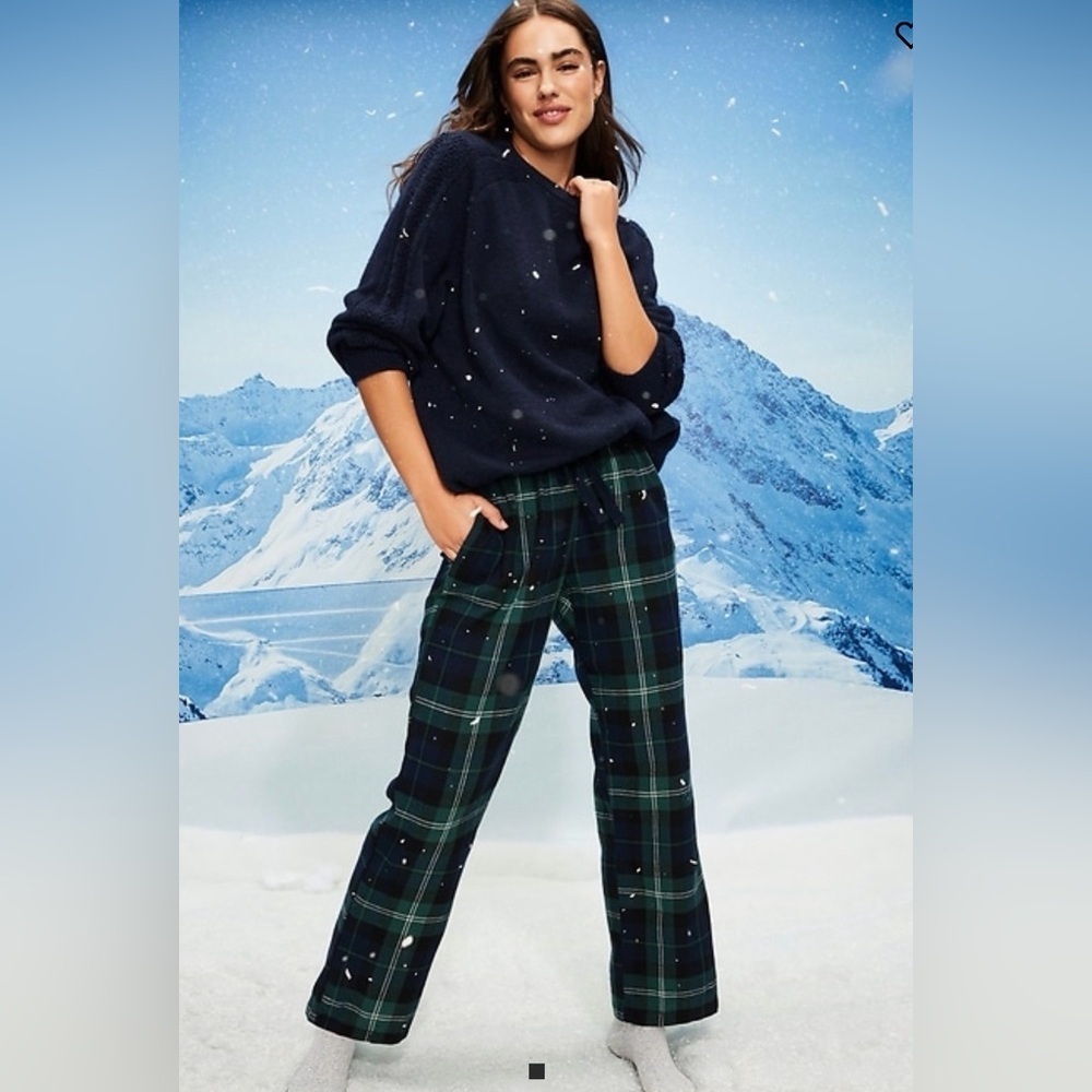 NWT new XS old navy flannel pajama pj pants family matching green blue plaid